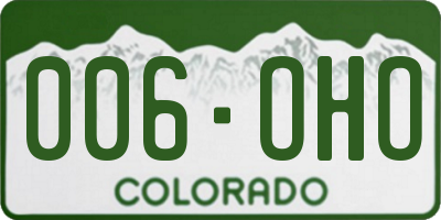 CO license plate 006OHO