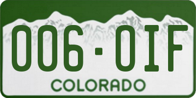 CO license plate 006OIF