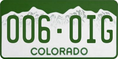 CO license plate 006OIG