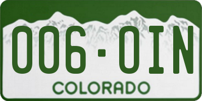 CO license plate 006OIN