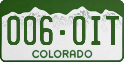 CO license plate 006OIT