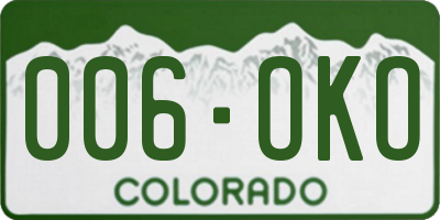 CO license plate 006OKO