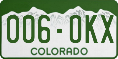 CO license plate 006OKX