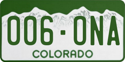 CO license plate 006ONA