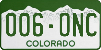 CO license plate 006ONC