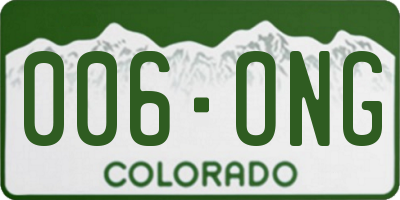 CO license plate 006ONG