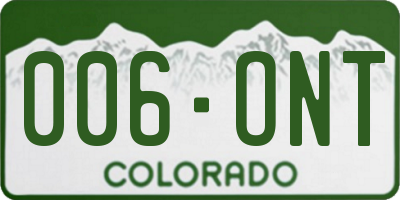 CO license plate 006ONT