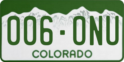 CO license plate 006ONU