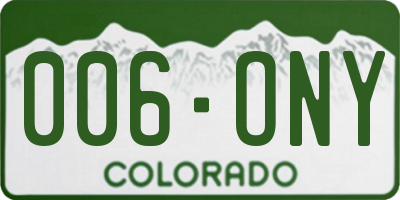 CO license plate 006ONY