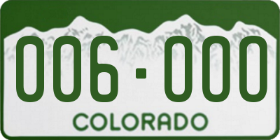 CO license plate 006OOO