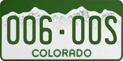 CO license plate 006OOS