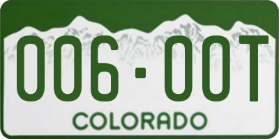 CO license plate 006OOT