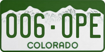 CO license plate 006OPE