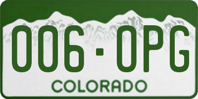CO license plate 006OPG