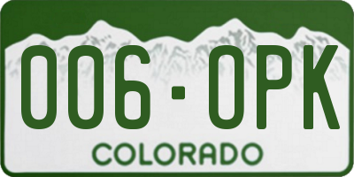 CO license plate 006OPK