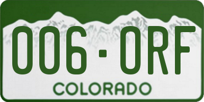 CO license plate 006ORF