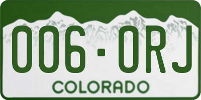 CO license plate 006ORJ