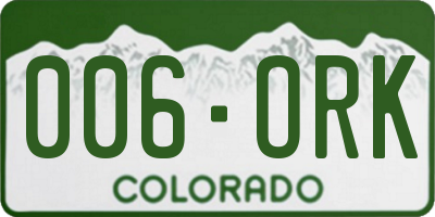 CO license plate 006ORK