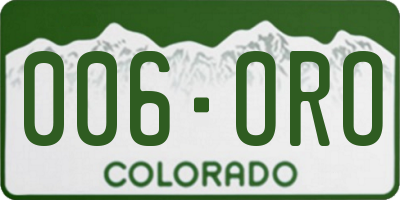 CO license plate 006ORO