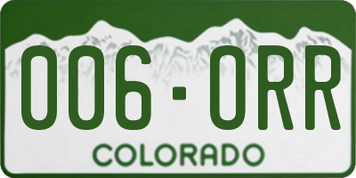 CO license plate 006ORR