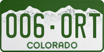 CO license plate 006ORT