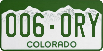 CO license plate 006ORY