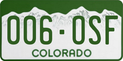 CO license plate 006OSF