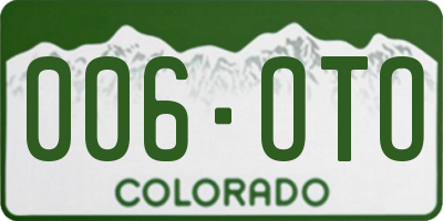 CO license plate 006OTO