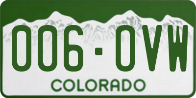 CO license plate 006OVW