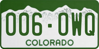 CO license plate 006OWQ