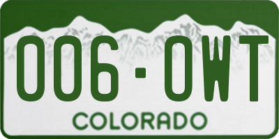 CO license plate 006OWT