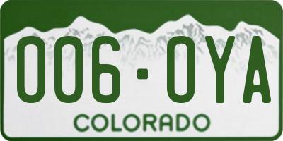 CO license plate 006OYA