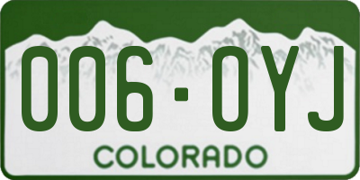 CO license plate 006OYJ