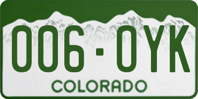 CO license plate 006OYK