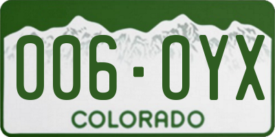 CO license plate 006OYX