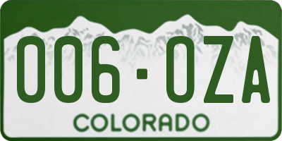 CO license plate 006OZA