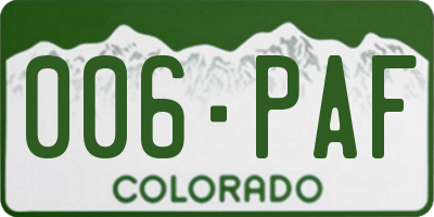 CO license plate 006PAF