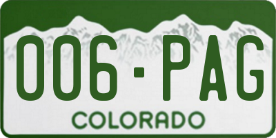 CO license plate 006PAG