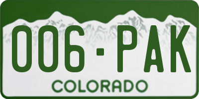 CO license plate 006PAK