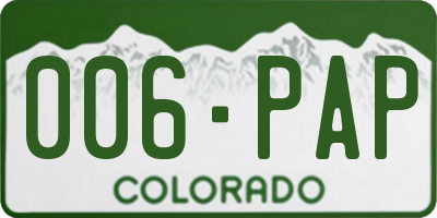 CO license plate 006PAP