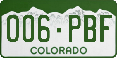 CO license plate 006PBF
