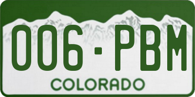CO license plate 006PBM
