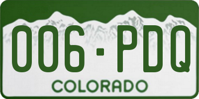 CO license plate 006PDQ