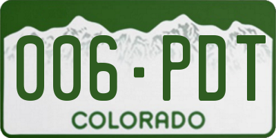 CO license plate 006PDT