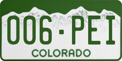 CO license plate 006PEI