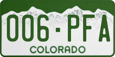 CO license plate 006PFA