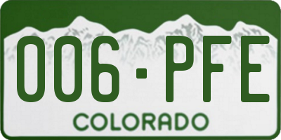 CO license plate 006PFE