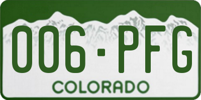 CO license plate 006PFG