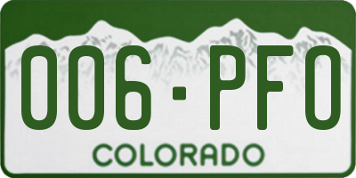 CO license plate 006PFO