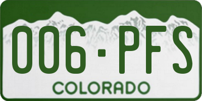 CO license plate 006PFS
